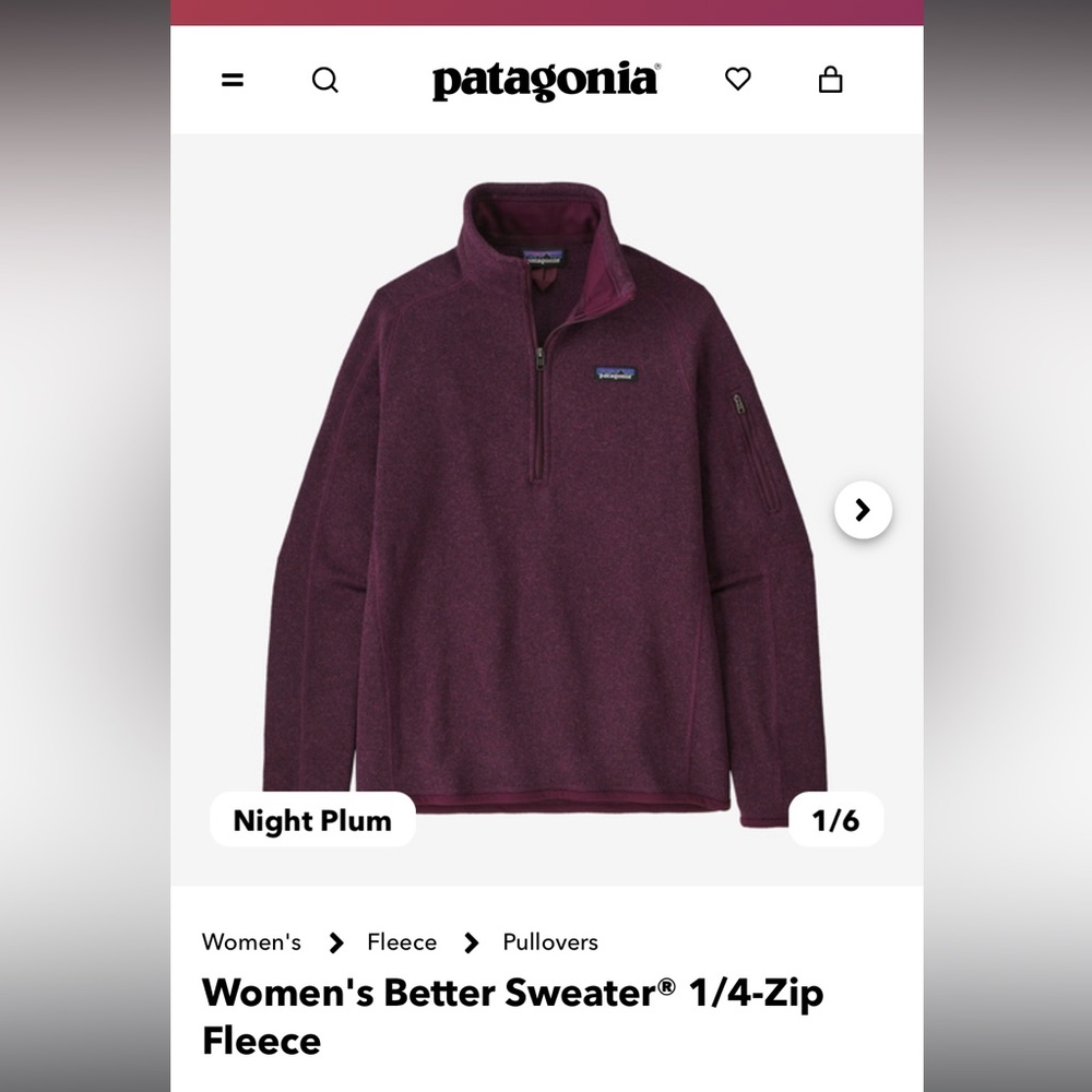 Women’s Patagonia Better Sweater 1/4 zip Fleece in Burgundy